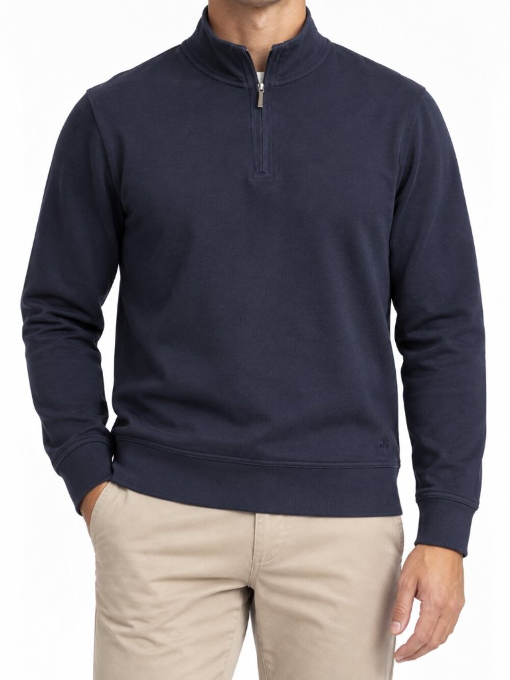 Brooks Brothers Men’s Navy Cotton Quarter Zip Pullover Small